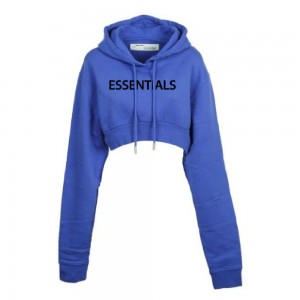 Essentials Oversized Cropped Hoodie Damen Blau | ESS-SN593388