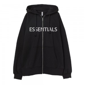 Essentials Oversized Zip-Through Hoodie Herren Schwarz | ESS-SN593327