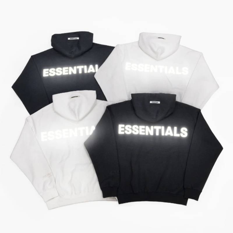 Essentials Fear Of God Reflective Letter Hoodie Herren Schwarz | ESS-SN593294