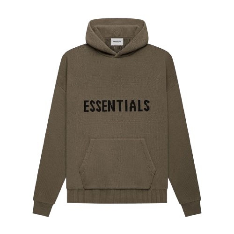 Essentials Fear of God Knit Pullover Hoodie Herren Kaffee | ESS-SN593309