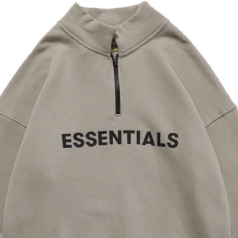 Essentials Half Zip High Collar Loose Hoodie Herren Grau | ESS-SN593333