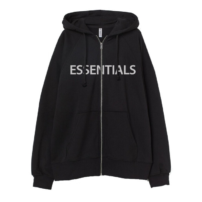 Essentials Oversized Zip-Through Hoodie Herren Schwarz | ESS-SN593327